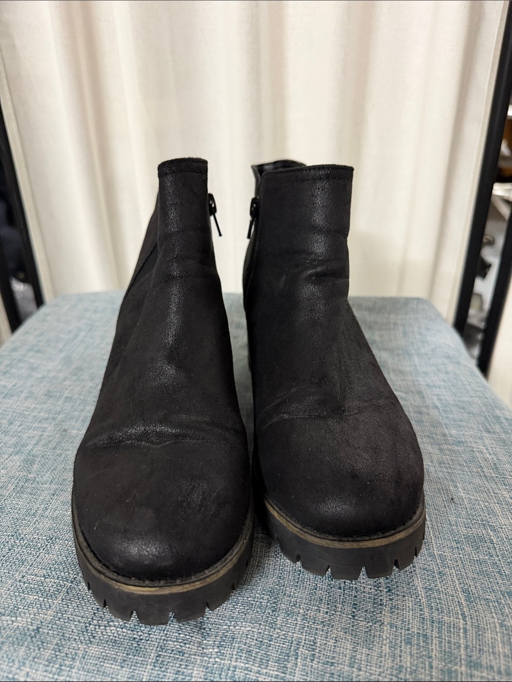 Carlos by Carlos Santana Black Lug Sole Ankle Booties